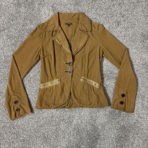 eco-ganik Blazer Womens 8 Brown Organic Cotton Made in USA Raw Edge 90s Y2K